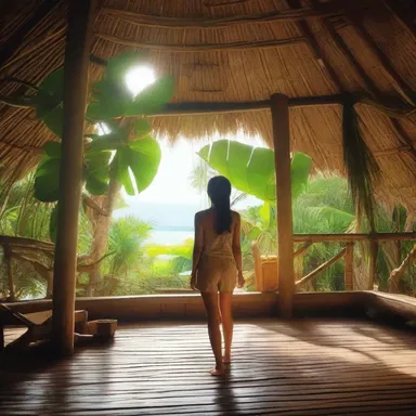 In the movie, the protagonist finds herself stranded in a nipa hut in the middle of a tropical island.