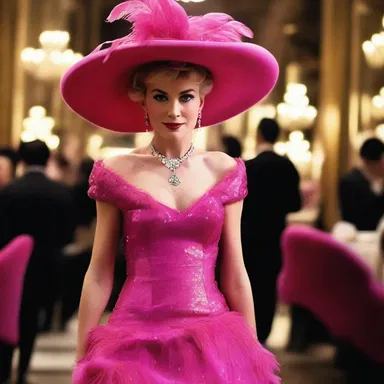 She walked into the fancy restaurant with such effrontery, wearing a bright pink feathered hat and a sequined gown.