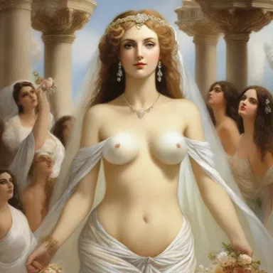 According to mythology, the goddess Aphrodite bestowed a magical trousseau upon the bride, ensuring everlasting love and happiness in her marriage.