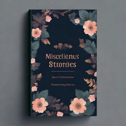 Create a dark themed book cover featuring intricate flower and leaf decals