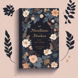 Create a dark themed book cover featuring intricate flower and leaf decals