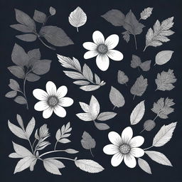 Create a dark background featuring intricate flower and leaf decals