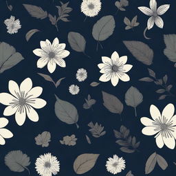 Create a dark background featuring intricate flower and leaf decals