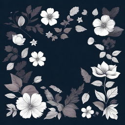 Create a dark background featuring intricate flower and leaf decals