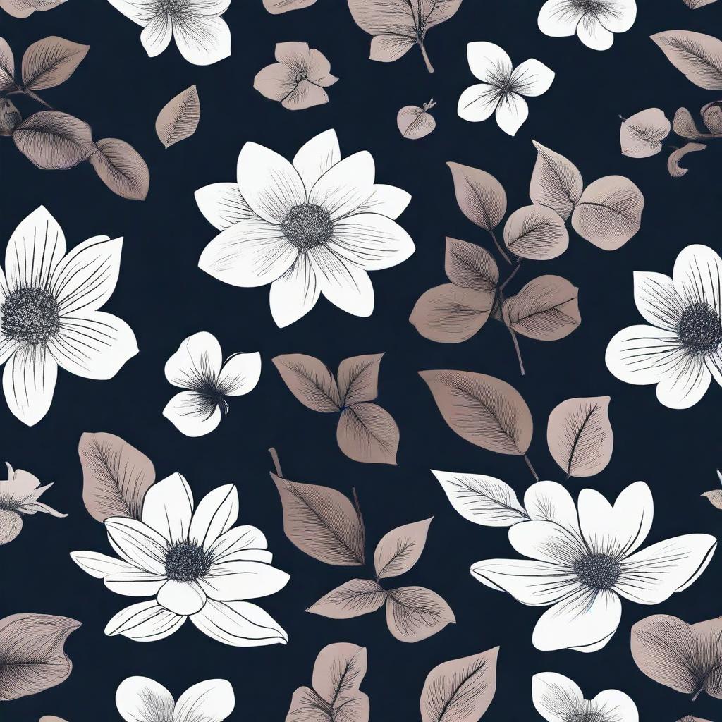 Create a dark background featuring intricate flower and leaf decals