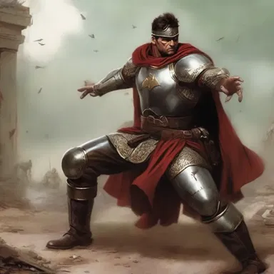 After being knocked unconscious in battle, the hero slowly revived and became aware of his surroundings.