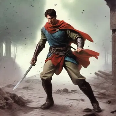 After being knocked unconscious in battle, the hero slowly revived and became aware of his surroundings.