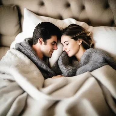 As the couple snuggled together on the couch, they shared the warmth of the hot pad under a cozy blanket.