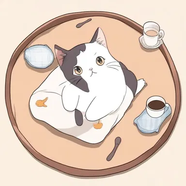 In the anime show, the main character's mom always used a cute hot pad with a cat design to protect their table.