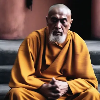 The miserable man disguised himself as a holy monk.