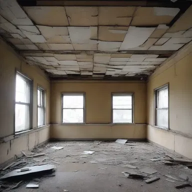 The dilapidated building had a miserable interior design.
