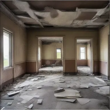 The dilapidated building had a miserable interior design.