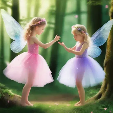 In the magical kingdom, the fairies danced and played in an unposed manner.