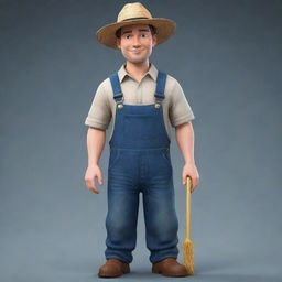 A detailed avatar image of a farmer, capturing his characteristic attire such as a straw hat, overalls, and rubber boots. He should have a friendly expression.