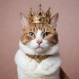 A graceful cat wearing a royal crown, symbolizing nobility and grace