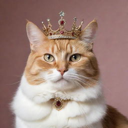 A graceful cat wearing a royal crown, symbolizing nobility and grace