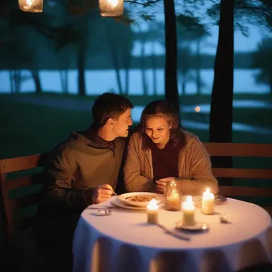 The rain dampened the mood of the outdoor candlelit dinner, but couldn't dampen their love for each other.