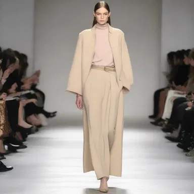 The designer used neutral colors to dampen the vibrancy of the outfit.
