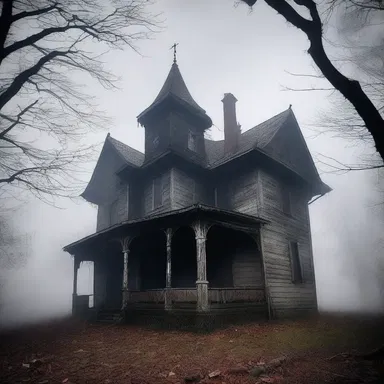 The thick fog slowly rolled in, dampening the images of the haunted house, intensifying the horror and suspense of the story.
