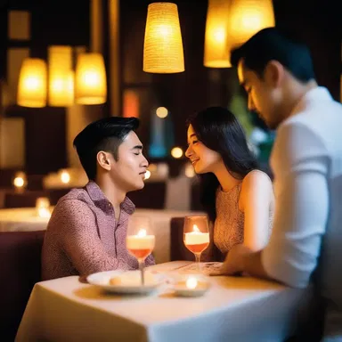 The soft candlelight and soothing music in the restaurant helped create an intimate ambiance, dampening any feelings of nervousness on their first date.