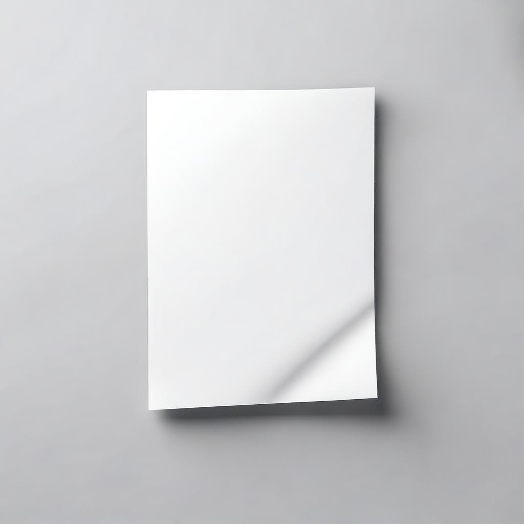 Generate an image of a transparent white paper mockup in PNG format