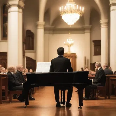 The virtuosity displayed by the pianist during the church concert amazed the audience and made them feel closer to God.