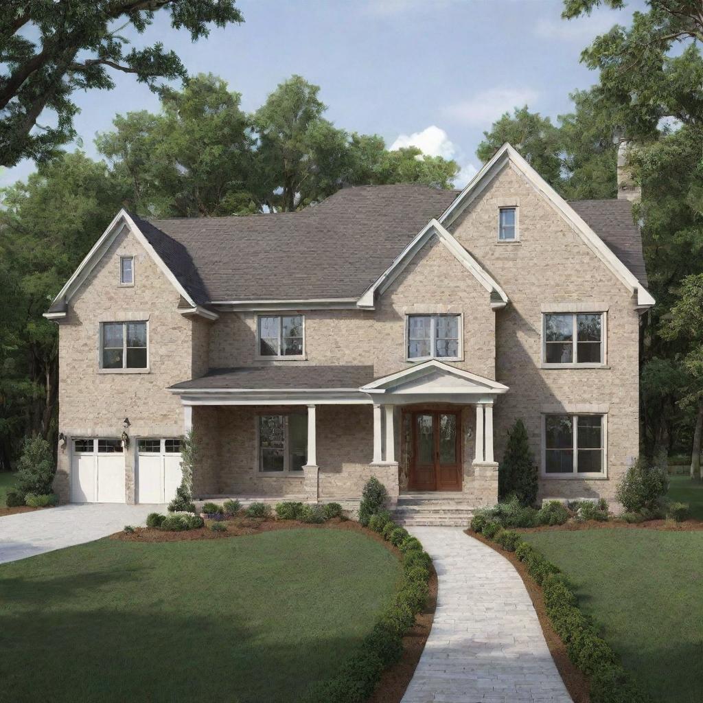 A detailed house plan, showing an architecturally designed layout with distinct rooms, outdoor spaces, and dimensions.