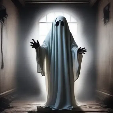 In the haunted house, the ghost misspoke a forbidden incantation, unleashing an unthinkable evil.