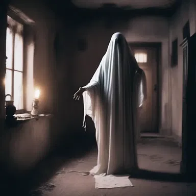 In the haunted house, the ghost misspoke a forbidden incantation, unleashing an unthinkable evil.