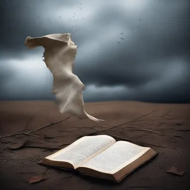 The gusty wind whipped through the pages of the novel, adding an atmospheric touch to the eerie scene.