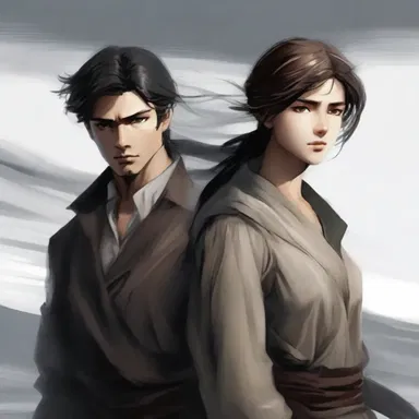 The protagonist's determined gaze intensified as a gusty wind swirled around them, symbolizing their unwavering resolve.