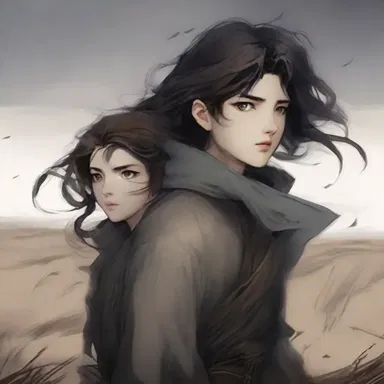 The protagonist's determined gaze intensified as a gusty wind swirled around them, symbolizing their unwavering resolve.