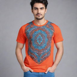 A trendy and stylish t-shirt with intricate designs and vibrant colors, making a fashion statement.