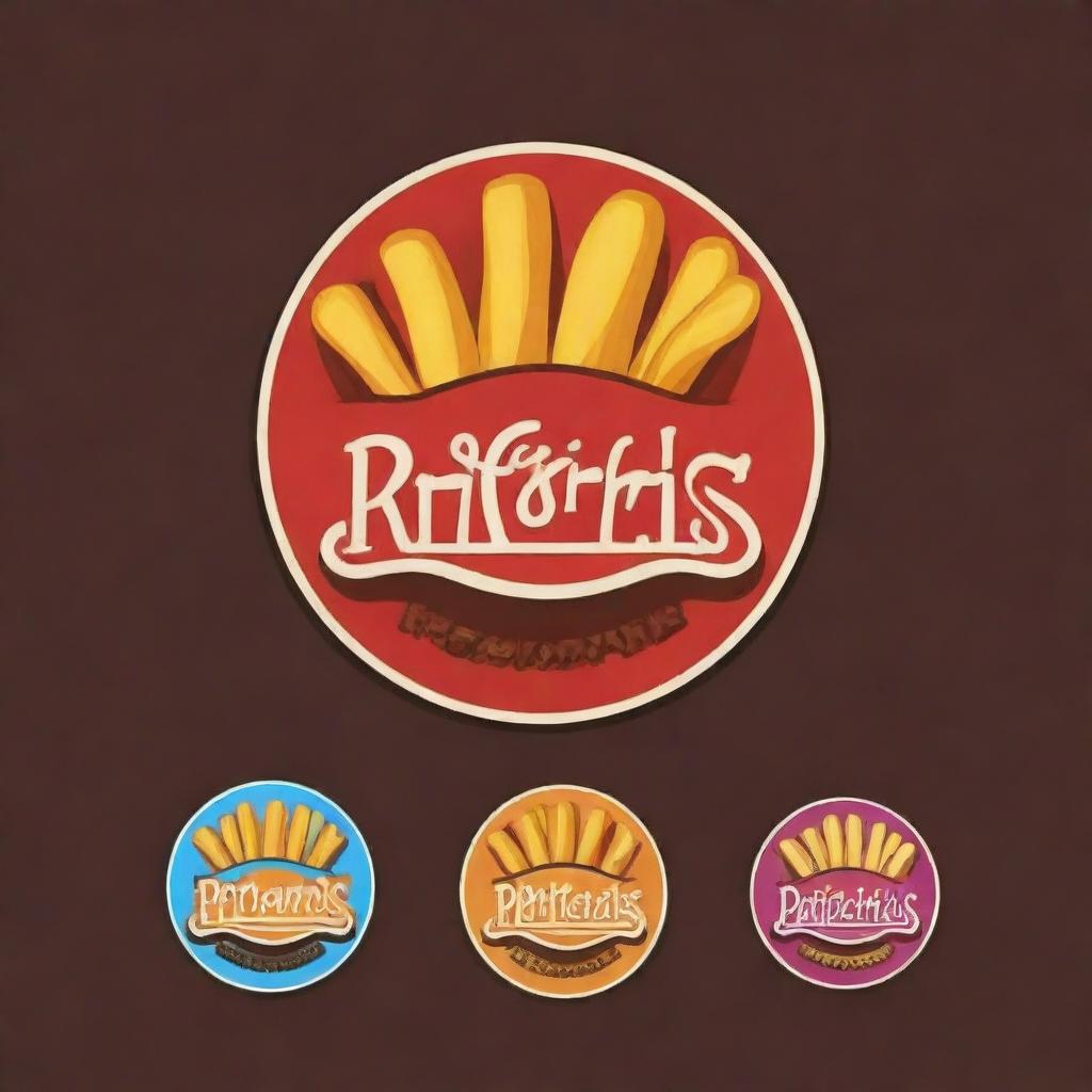 Diseñar un logo llamativo y colorido para un negocio de comidas rápidas llamado SALCHIPAPIRRIS, incorporando elementos gráficos que representen alimentos rápidos como papas fritas, salchichas y refrescos.