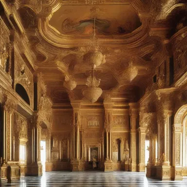 The licentious design of the extravagant palace featured gaudy ornaments and an excessive use of gold.