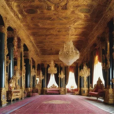 The licentious design of the extravagant palace featured gaudy ornaments and an excessive use of gold.