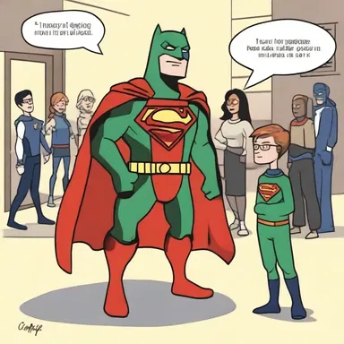 The superhero's sidekick looked encouragingly into their eyes, letting them know they could succeed in their mission.