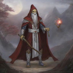 Digital art of a hooded Githyanki wizard with a long, white beard