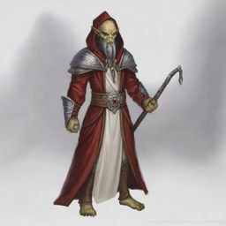 Create a portrait of a hooded Githyanki wizard with white skin and a white beard