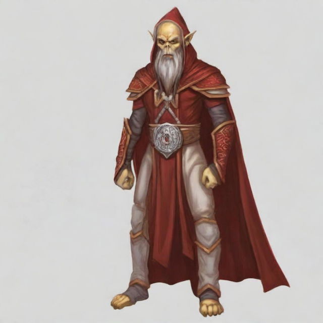 Create a portrait of a hooded Githyanki wizard with white skin and a white beard