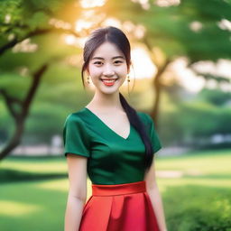 An Asian girl with a bright smile