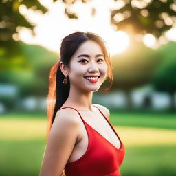 An Asian girl with a bright smile