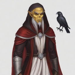 Create a portrait of a hooded Githyanki wizard with white skin and a white beard