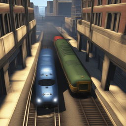 Trains in the Grand Theft Auto series are depicted as large, powerful, and somewhat old-fashioned, with a boxy, industrial look