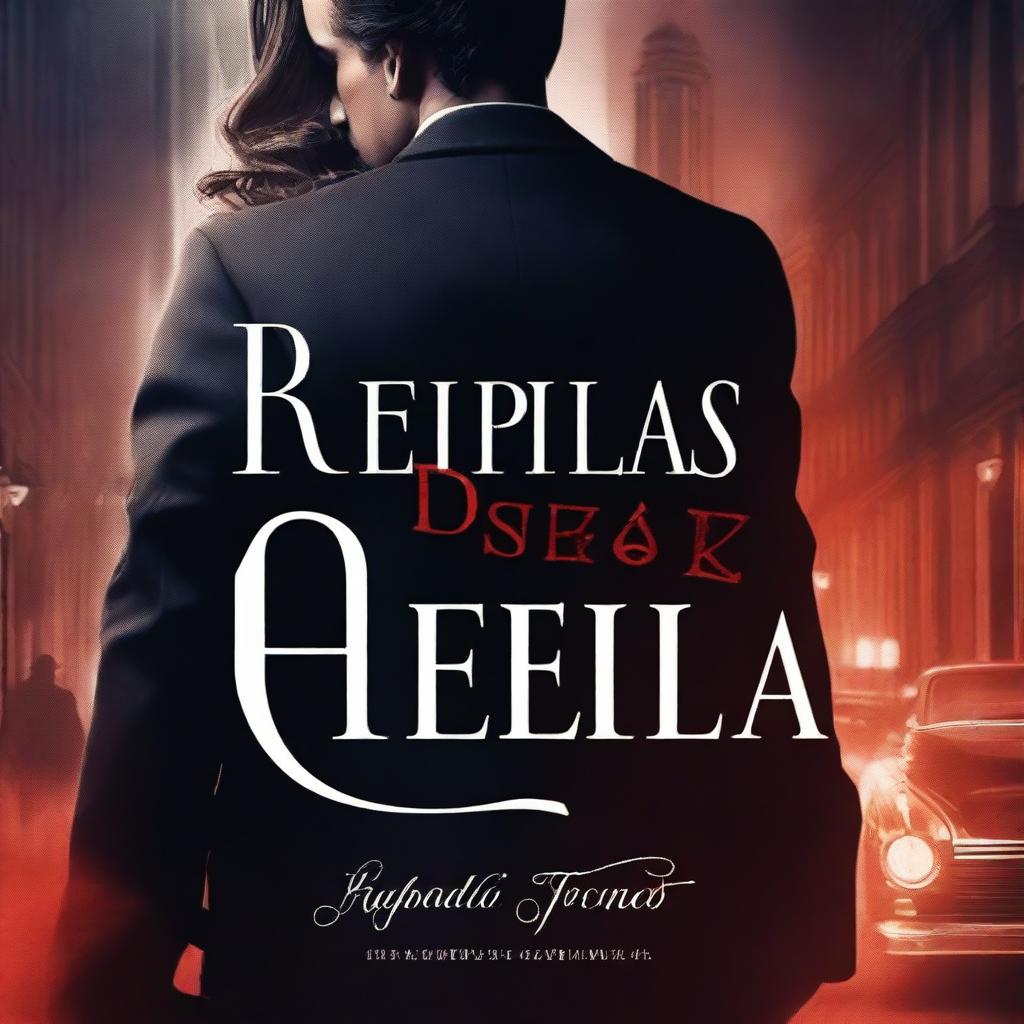 Create a dark romance book cover featuring a woman named Raphaella and a Mafia boss named William