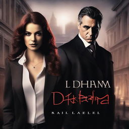 Create a dark romance book cover featuring a woman named Raphaella and a Mafia boss named William