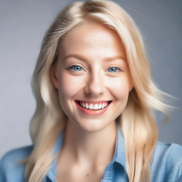 Generate a hyper-realistic image of a blonde individual taking a selfie