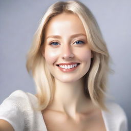 Generate a hyper-realistic image of a blonde individual taking a selfie