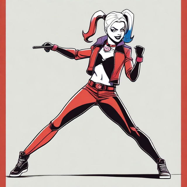 Generate an image of Harley Quinn, the iconic DC character, in her signature style