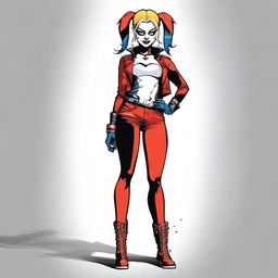 Generate an image of Harley Quinn, the iconic DC character, in her signature style